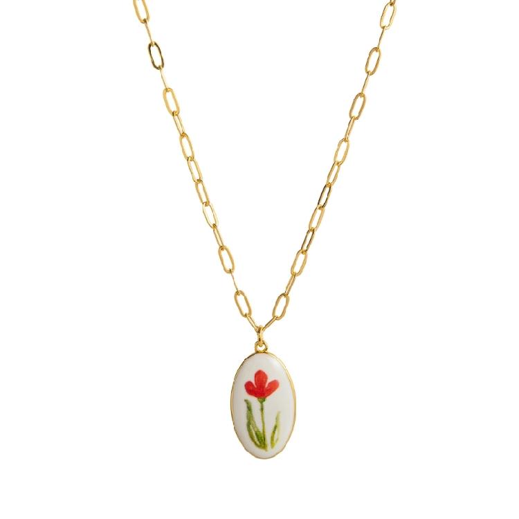 Floral Charm Necklace Adjustable Plant Series Collarbone Chain Flower Pendant Neckchain Daily Accessory Gift