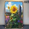 Retro Metal Sunflower Wall Art Home Bar Decor