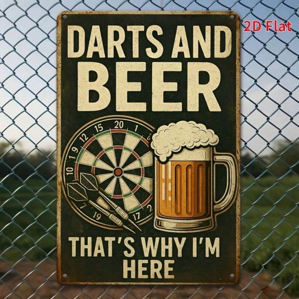 Metall Wandkunst Vintage Dart und Bier Lustiges Bar Schild