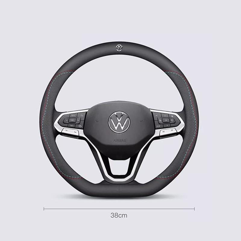 O4Volkswagen Car Nappa Leather Steering Wheel Cover Auto Accessories For VW GTI Polo Golf MK7 Passat B8 Tiguan Jetta T-ROC ID.4 CC