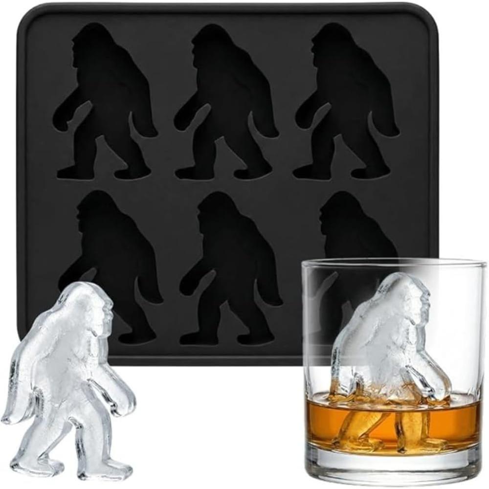 Bigfoot silicone ice cube tray mold, 6 reusable compartments, Bigfoot-shaped ice cube tray, fun DIY ice cube tray, easy to unmold.