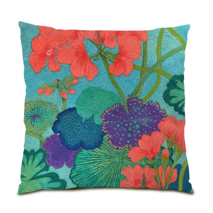Home Decor Floral & Leafy Patterned Throw Pillow Covers Pattern Cushion Cover Suitable For Sofa Bedroom Car Pillow Cover