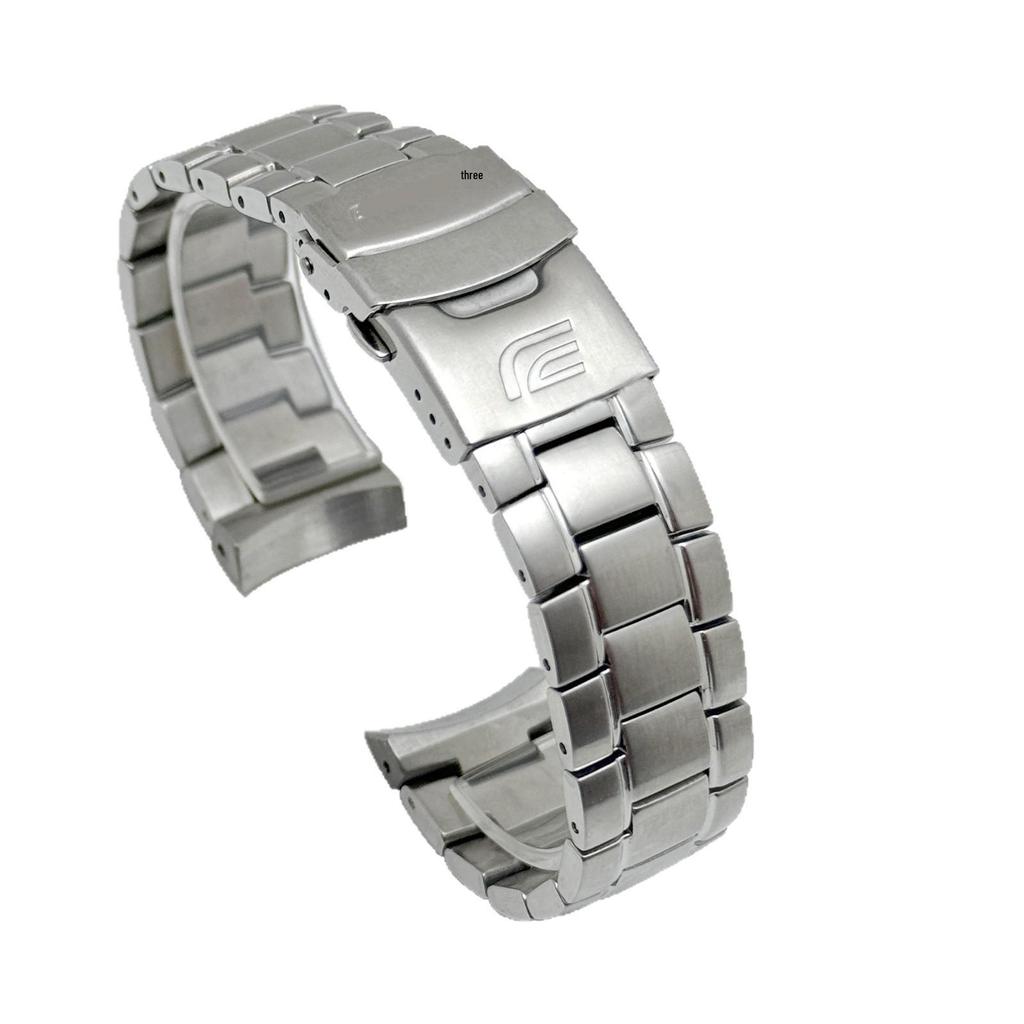 Casio EF521 Armband aus massivem Edelstahl mit doppelter Sicherheitsfaltschließe und speziellem gewölbtem Anschluss, 21 mm