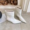 Fashion Fashion Pointed Toe Women Ankle Boots With Wedges Shoes Slip On Footwear Ladies Short Modern Boots Female Wedges Shoes