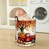 1pc Collapsible Laundry Basket with Pumpkin Truck Design - Round Space-Saving Hamper Suitable for Clothes,, Storage, with Sturdy Handle for Bathroom, 