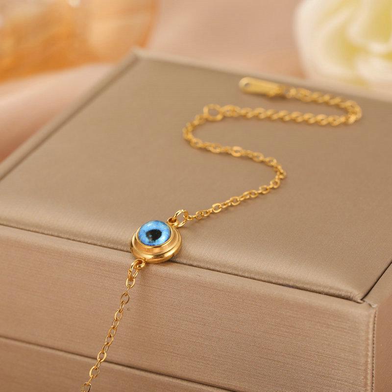 Adjustable Evil Eye Pendant Bracelet - Thin Design