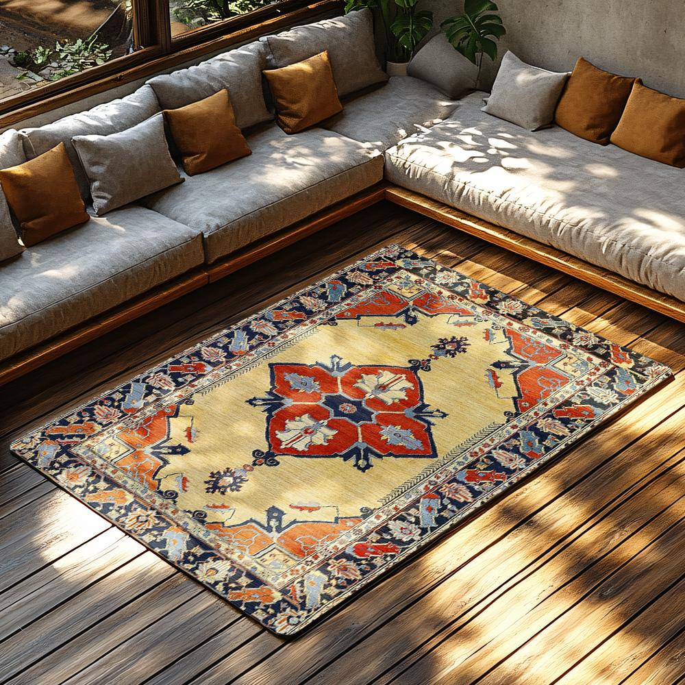 Vintage Persian Rug Carpet Bohemian Area Rug Non-Slip Floor Mat Living Room Decor Home Accent Traditional Pattern Soft Comfort