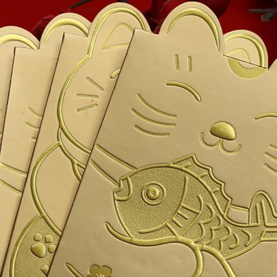 18 szt. Chińskie Czerwone Koperty Kot Szczęścia Hot Stamping Pogrubione Koperty na Szczęśliwe Pieniądze Prezent Paczki na Gotówkę Hong Bao na Nowy Rok Święto Wiosny Urodziny Ślub