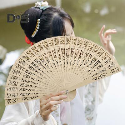 Chinese Folding Fan Handheld Vintage Dancing Fan Portable Retro Hollow Out Hand Fan for Hot Summers Street Photography Props