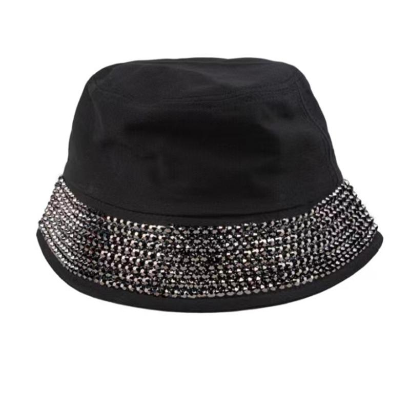 Fisherman Hat Bucket Hat for Girls Rhinestones Blingbling Hat for Sports Gym Mountain Camping Hat Outdoor Sunshade