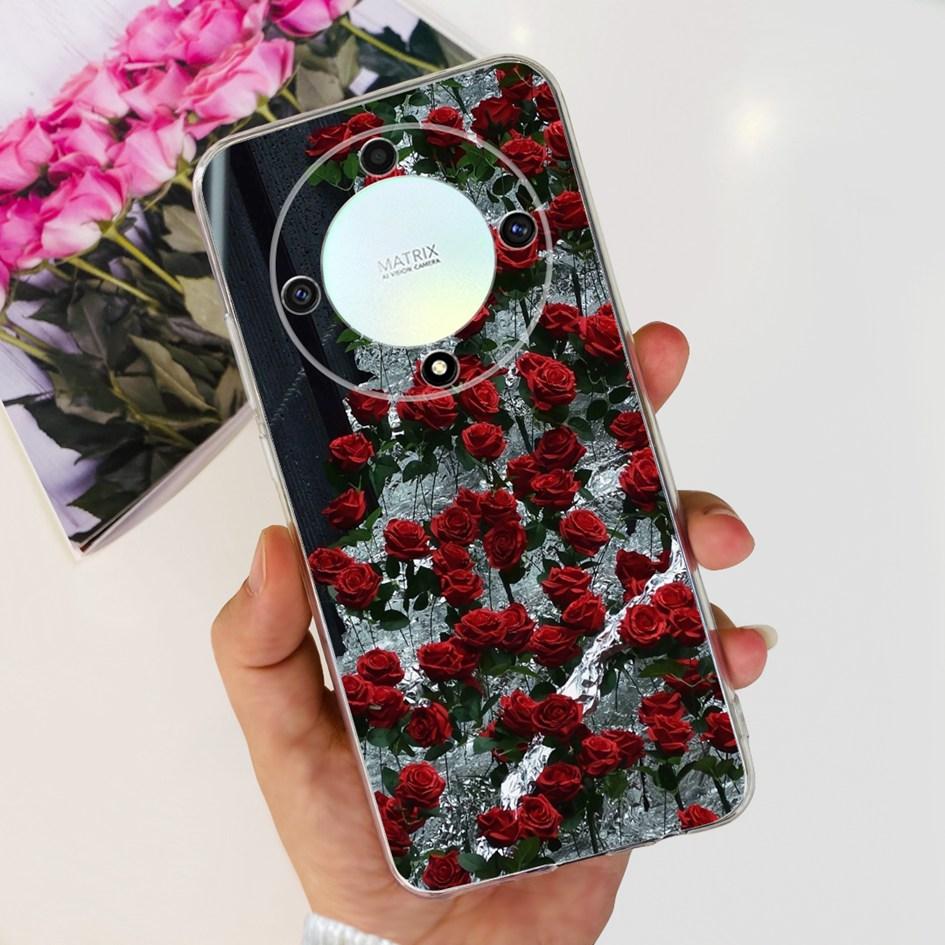 For Honor X9b 5G Case ALI-NX1 Popular Flower Soft Clear Silicon TPU Cover For Honor X9a RMO-NX1 HonorX9 ANY-NX1 Shockproof Funda
