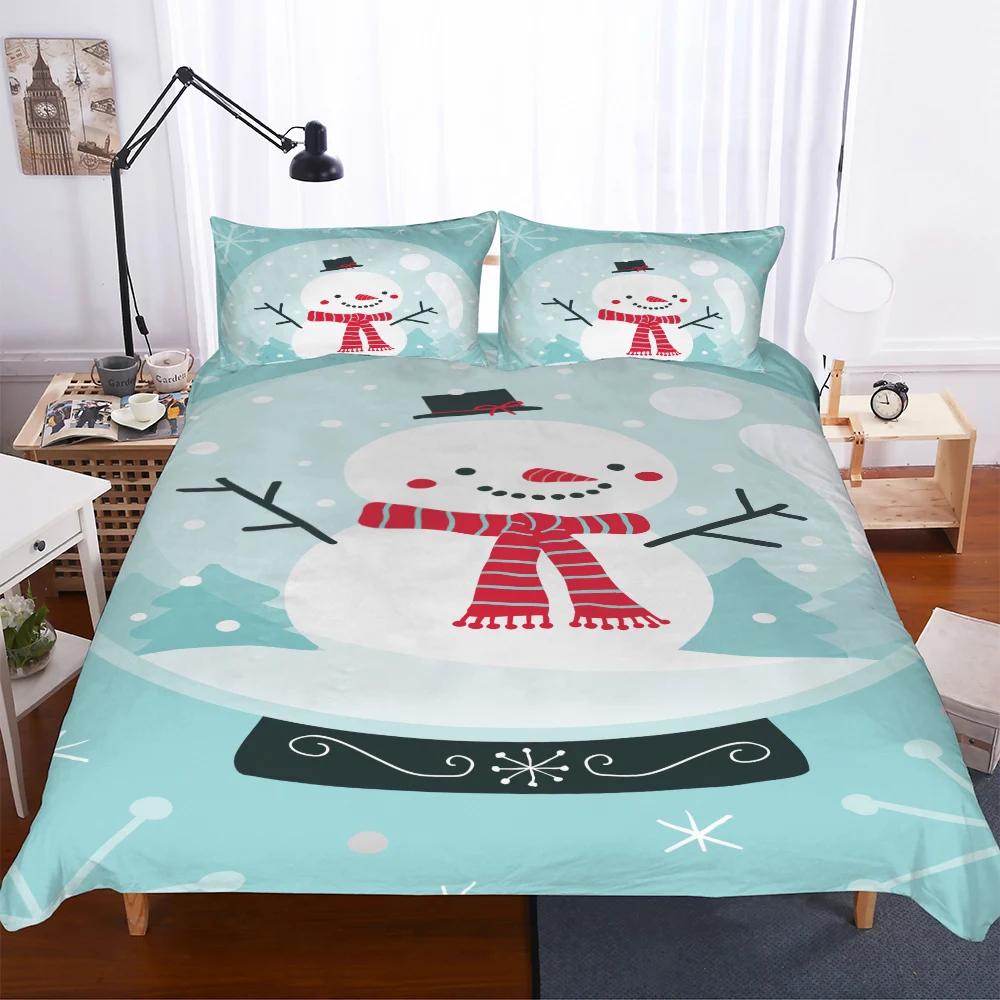Hot Cartoon Merry Christmas Duvet Cover Sets Bedding Set Queen Size Snowman Single Double Super King Bedclothes 100% Polyester