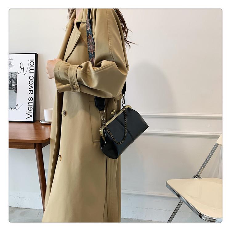 Women's 2023 Korean Style Versatile Chain Handbag - Red Textured Crossbody Shoulder Bag