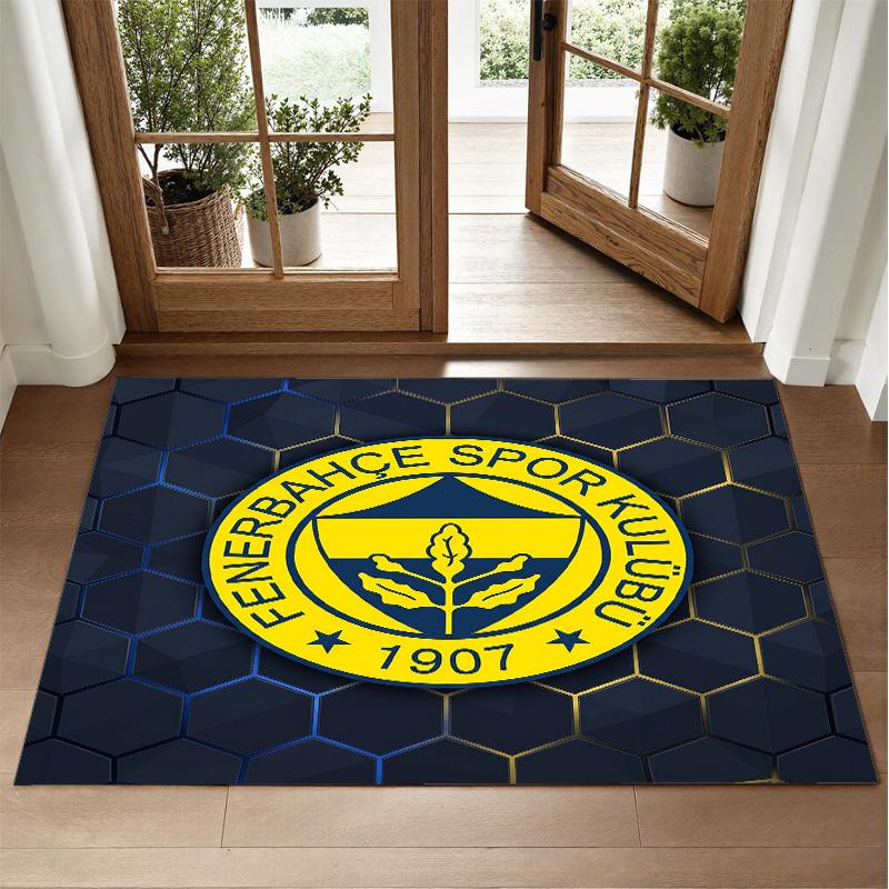 Fenerbahçe FC Design Crystal Velvet Rug Soft Decorative Mat for Bedroom Entrance