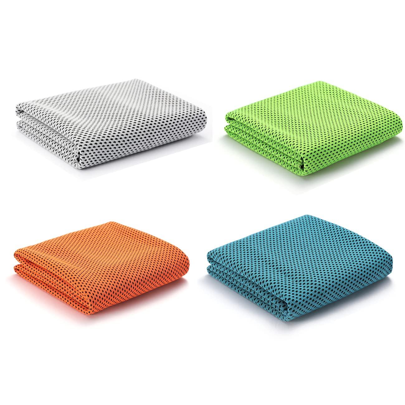 Cooling Set of Heatstroke Cooling Neck Super Cool Super for Green Orange Towels, 4, Prevention, Towels, Coolers, Towels, Quick-Drying Towels,