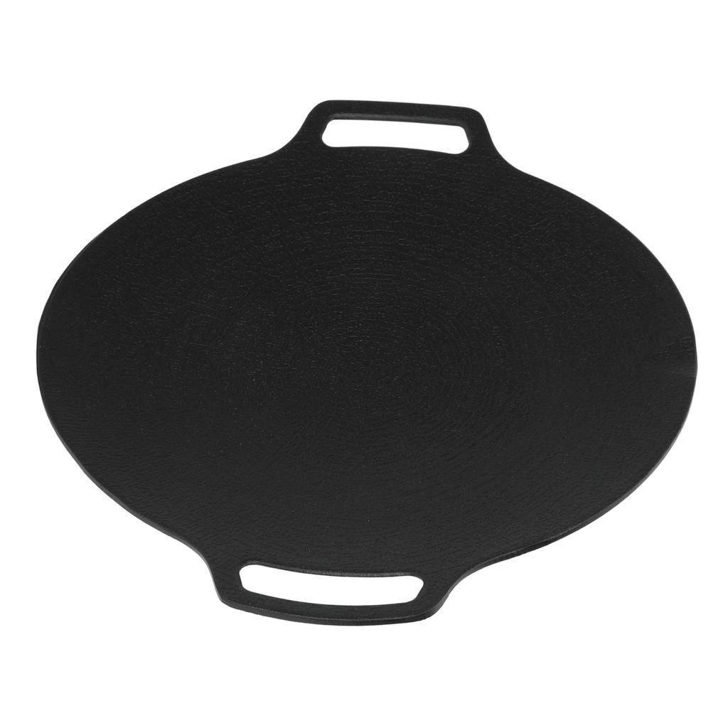 Korean Grill Pan with Non Stick 6 Layer Coating for Gas Cooker Round Double Handle BBQ Griddle for Outdoor Camping