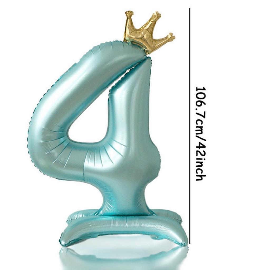 42inch 0-9 Blue Crown Number Balloons Princess Theme Happy Birthday Party Kids Adult Decor Baby Shower Globos Anniversary Decor
