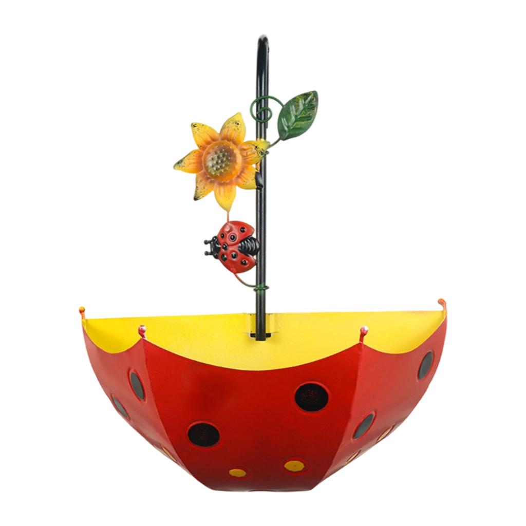 Creative Umbrella Shape Wall Planter For Garden Balcony Porch With Animal Ornament Iron Hanging Flower Pot Outdoor Indoor Decoration
