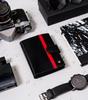 Elegant men's leather wallet with red accent - Rovicky
