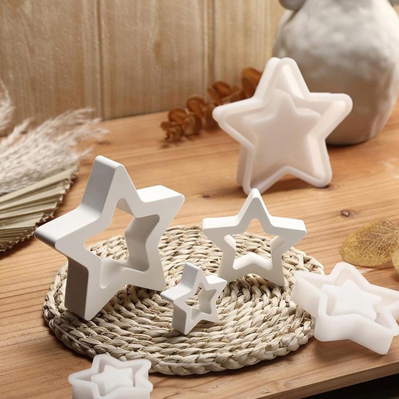 Silicone Christmas Star Mould 3D Five Pointed Star Candle Molds Desktop Ornament Decoration Handmade Craft Art Making Gift