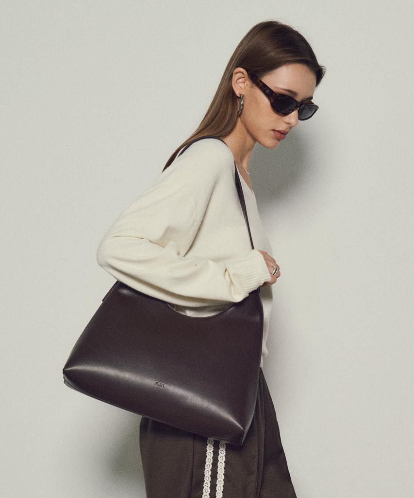 Citta Florence Leather Shoulder Big Bag_Cta917 (Brown)
