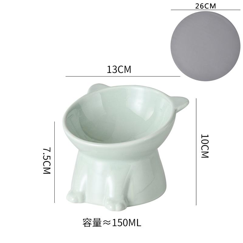 Ceramic Cat Bowl Anti Spill Elevated Cat Food Dish Slanted Design Neck Protection Pet Feeding Bowl