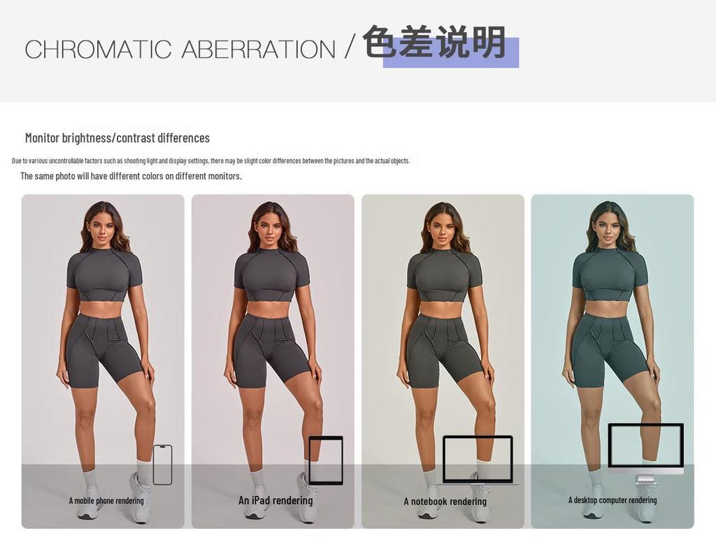 European & American 3D Patchwork Quick-Dry Yoga Set: Tight Short Sleeve & Shorts