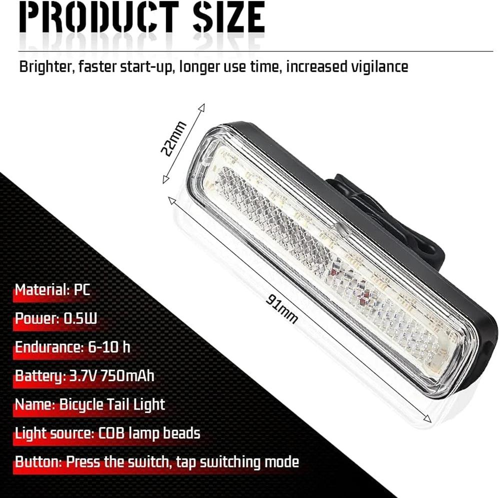 RGB-Fahrradrücklicht, 750 mAh, Fahrradbeleuchtung, Speichermodus, Regenbogen-LED, Warnung, USB, wasserdicht, Helm, Roller, Rücklicht