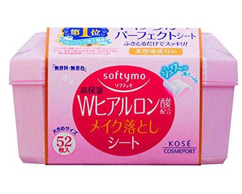 Softymo Makeup Remover Sheet (H) B (Hyaluronic Acid) 52 Pieces KOSE (182ml) Cleansing Sheet No Need To Wash Your Face