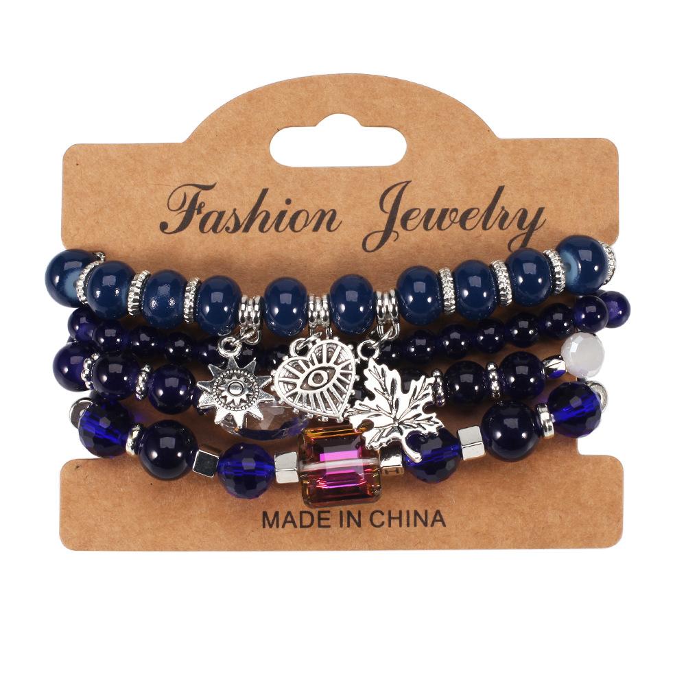 JYL TS Bracelet Bohemian Eiffel Tower  Fringe Beads Ignites Adventure HY-2844-6 Sapphire blue раджа