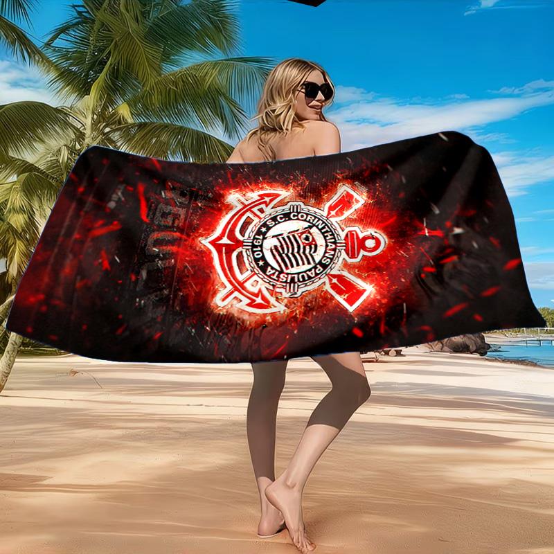Sport Club Football Crest Printed Microfiber Beach Towel, Soft And Absorbent, Quick-Dry, Ideal for Summer Travel, Beach Essential, Swimming Pool