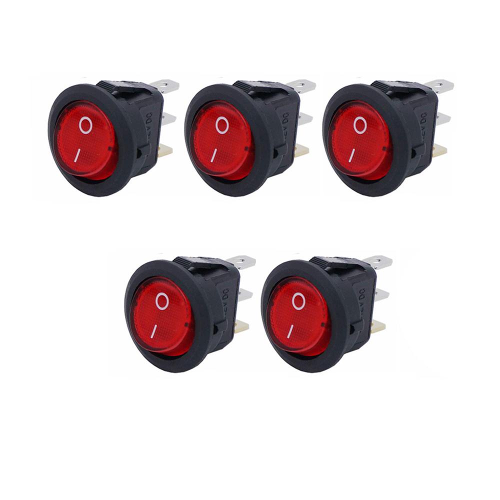 4/5/12pcs 3pin Round Switch LED Waterproof With Color Switch Rocker Switch Can Be Used For Car Motorcycle Boat Bus RV