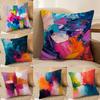 Color Paint Cushion Cover Soft Plush DoubleSided Printed Sofa Pillow Cushion Cover  Cozy AllSeason Durable Decor Gift