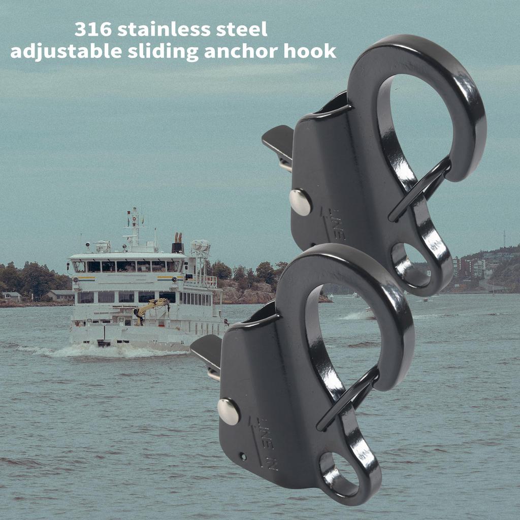 Boat Accessory 316 Stainless Steel Sliding Hook High Strength Marine Hook Simple Installation for Fast Rope Attachment