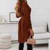 Damenkleid Einfarbig Umlegekragen Vintage Einreihig Langarm Minikleid für die Arbeit
