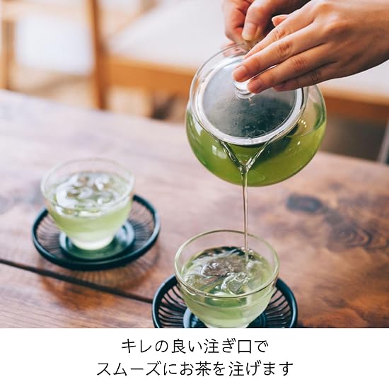 HARIO Chacha Kyusu Maru Heat-Resistant Glass Teapot, Practical Capacity 300ml, CHJMN-30T