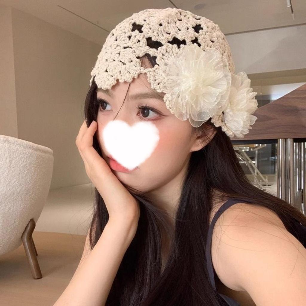 Handmade Hats Stacked Thin New Woven Hollow Retro Knitted Literary Bag Head Wool Hat Women