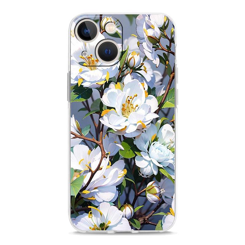 Cherry Blossom Tree Luxury Transparent Phone Case For iPhone 15 14 13 12 mini 11 Pro Max XS X XR SE 7 8 Plus Clear Cover