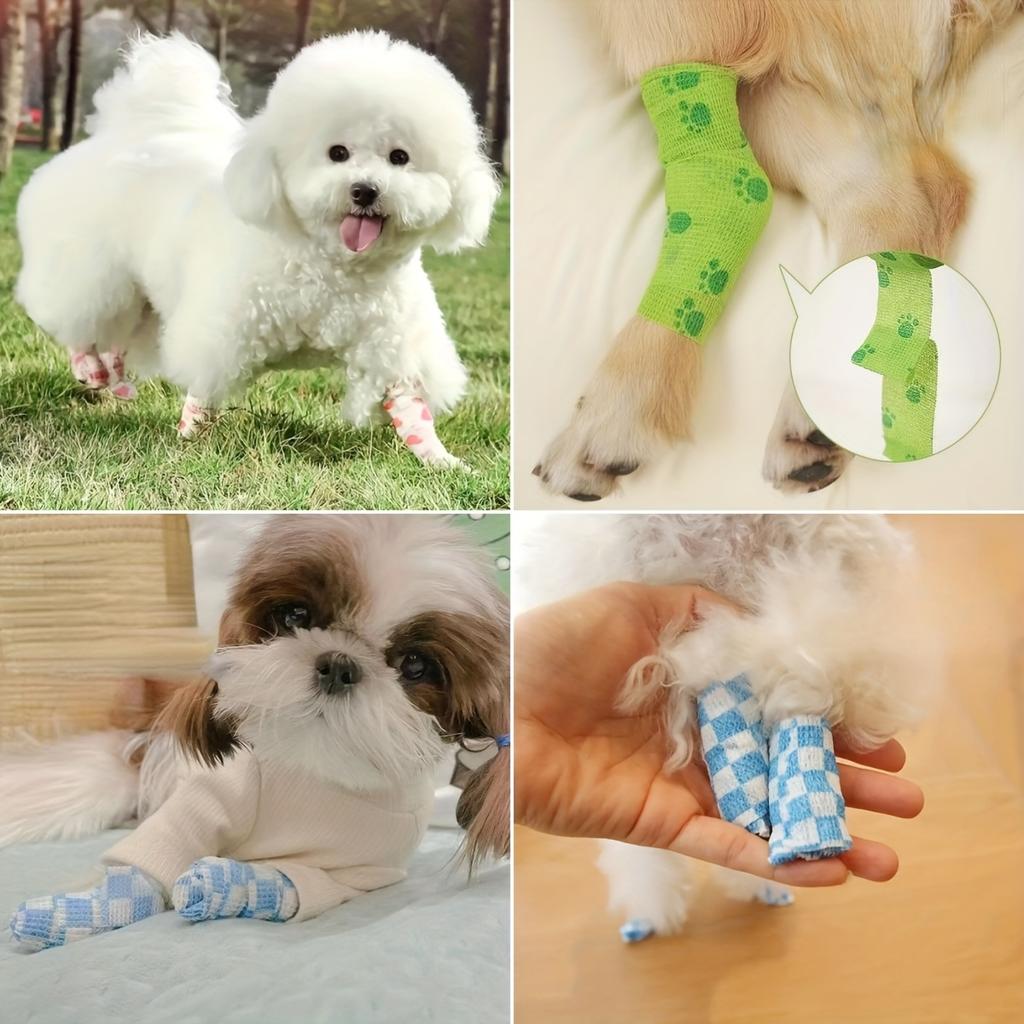 Pet Bandages Breathable Dog Wrapping Bandages for Dog Walks, Leg Bindings for Dirt and Slip Prevention, Pet Claw Covers for Indoor Floor Protection