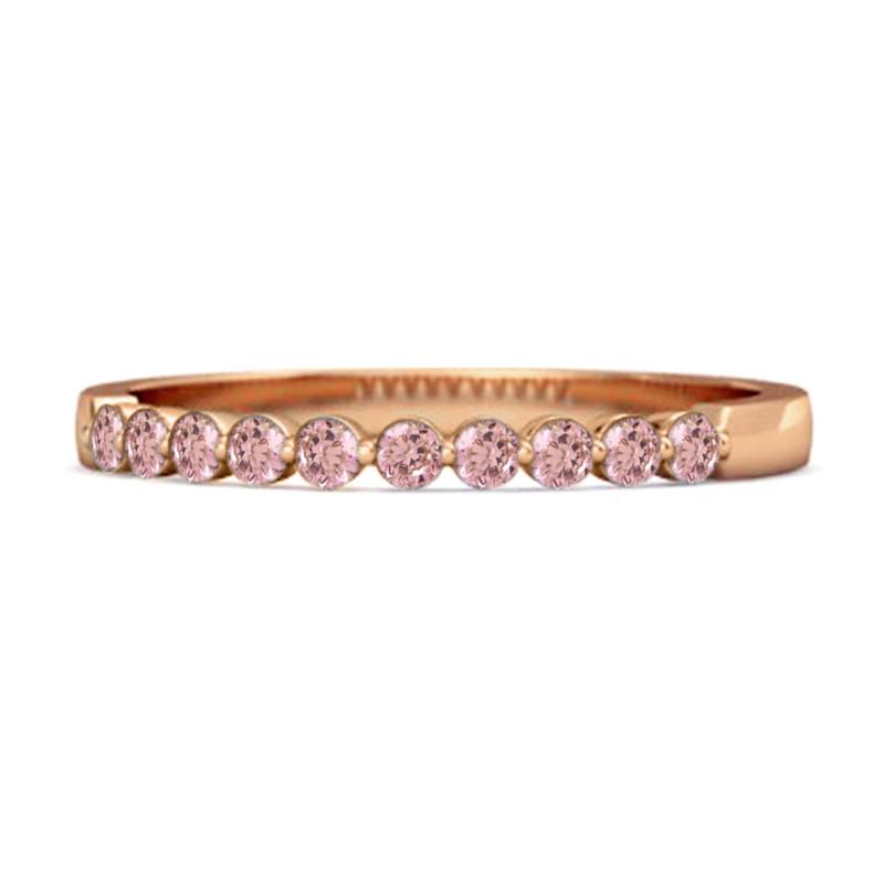 

Pink CZ Half Eternity Design Band Women Wedding Ring - 925 Sterling Silver Rose Gold Vermeil 10 рожевий колір золота