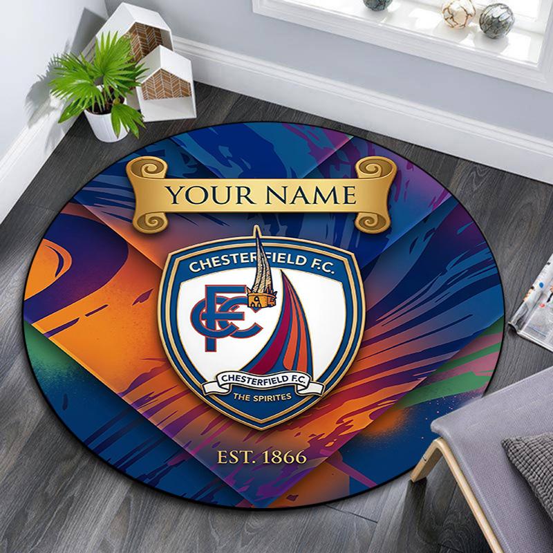 Custom Name Chesterfield F.C Round Area Rug,Carpet Rug for Living Room Bedroom Sofa Playroom Decor,Non-slip Floor Mat