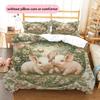 Pig and Flowers Pattern Bedding Home Decoration Birthday Gift (1 * Duvet Cover + 2 * Pillowcase, Without Core)
