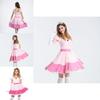 Elegant Super Mario Pink Princess Peach Costume Dress With Crown And Gloves Set