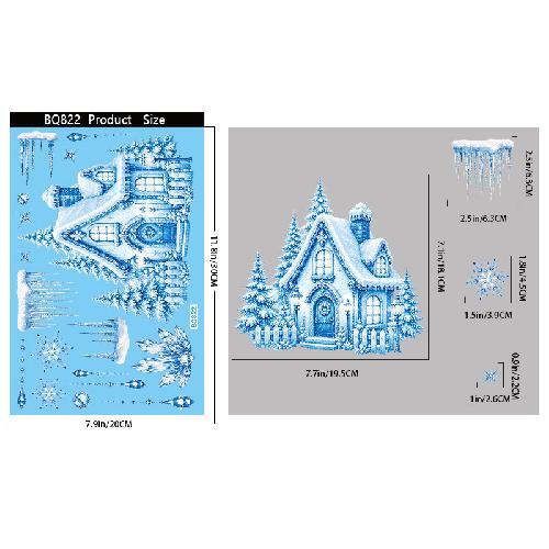 Christmas Blue Snowman Window Stickers Santa Claus Bird Snowflake Elk Ornaments Merry Christmas Happy New Year