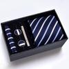 Men's Formal Tie Gift Box: Five-Piece Set with Logo, 8cm Striped Black for Weddings and Business 