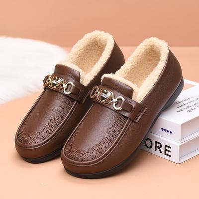 Processing and Customization of New Winter Flat-bottomed Cold-proof and Waterproof Women's Cotton Shoes, Comfortable and Casual Velvet Thickened Warm
