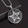 Stainless Steel Mysterious Pentagram and Angel Symbol Pendant Necklace