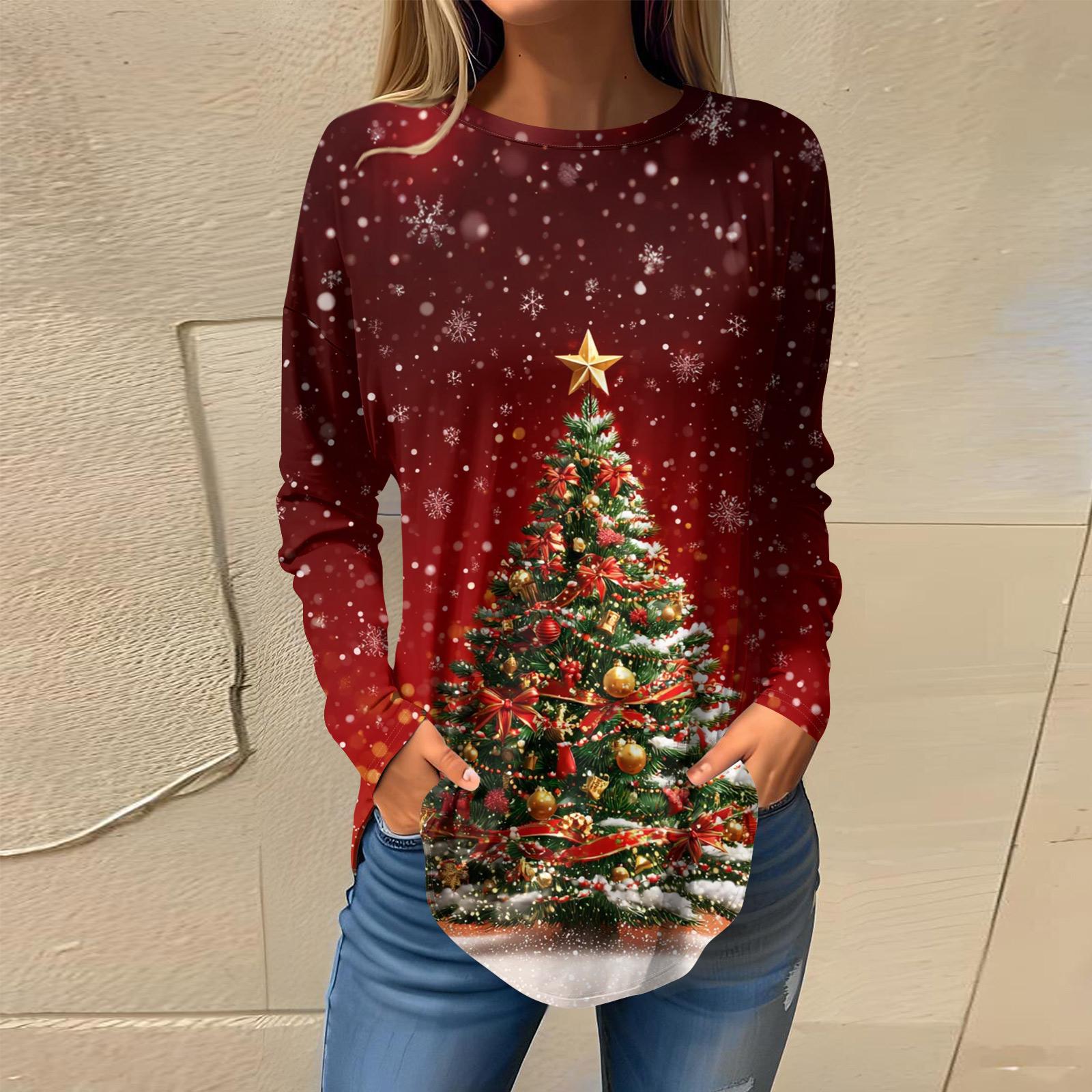 

Футболки женские осенние повседневные рубашки с длинным рукавом толстовка винтажный графический принт топ пуловер ко Дню святого Валентина S красный