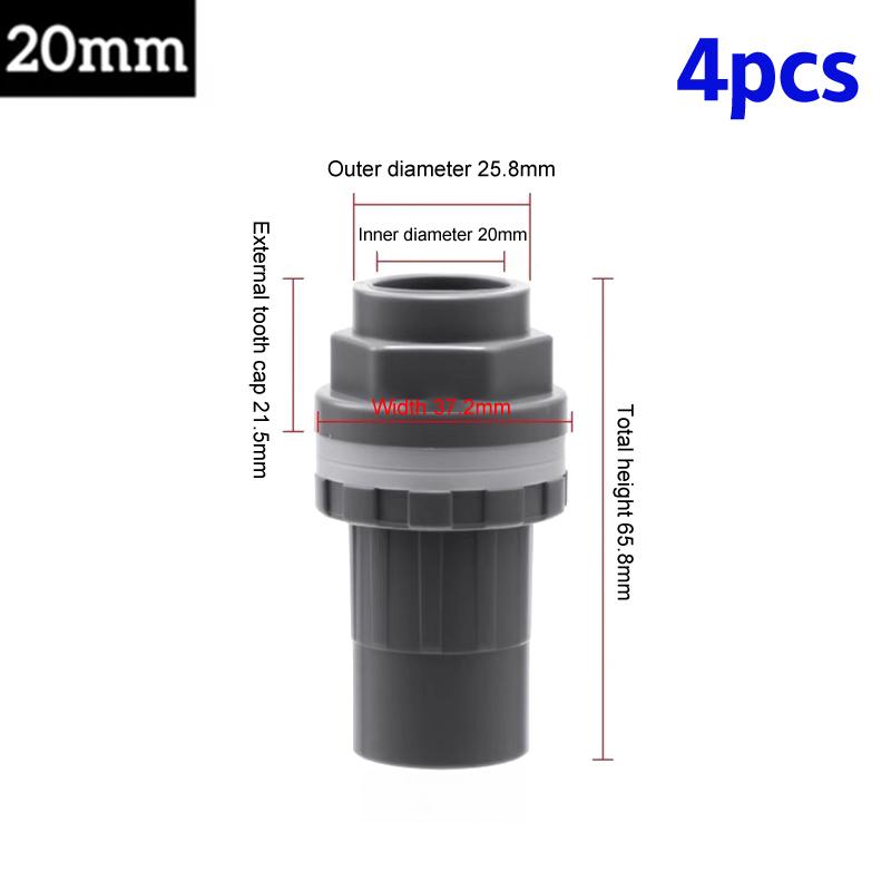 2pcs PVC Connectors 20/25/32mm for Fish Tank Drainage and Garden Pipe, Aquarium Outlet Connector