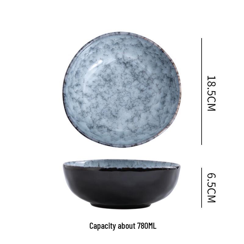 Japanese Style Ceramic Noodle Bowl with Handles